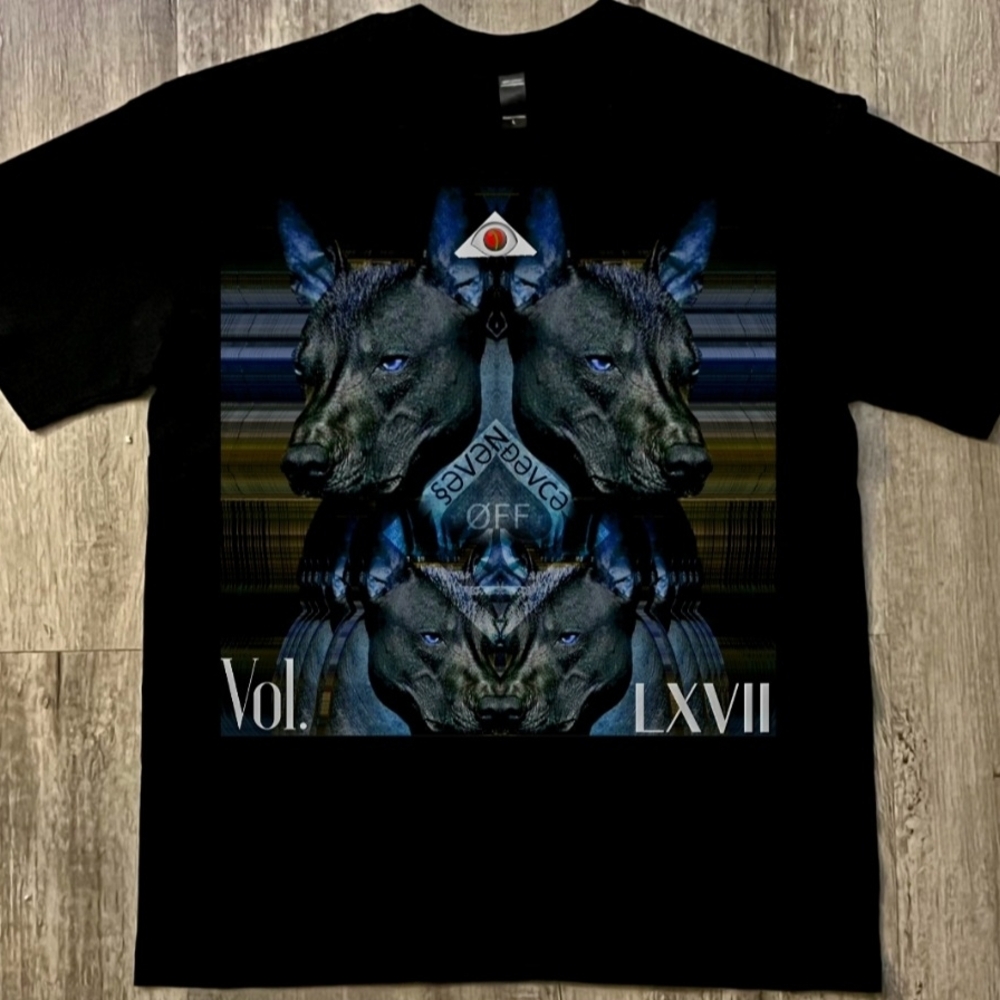 §ƏVƏN ĐƏVCƏ ØFF - VOL. LXVII with 2 headed xolo graphic tee, black, cotton, LRG